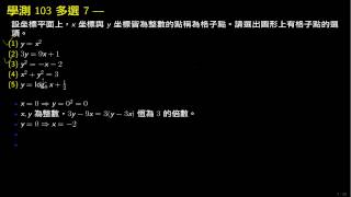 學測數學103 多選7 格子點 函數圖形