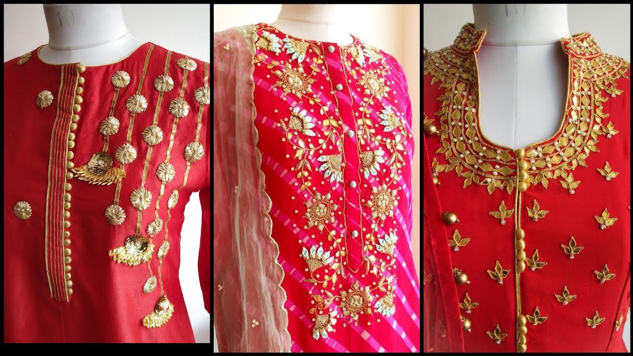 Hand Embroidery With Gota Patti Kurti Designs/Latest Gota Work Party Wear Anarkali Frock