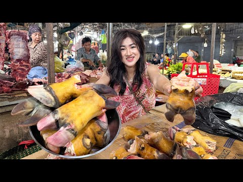 Market tour and cooking : Buy cow feet and cooking | Yummy cow feet recipe