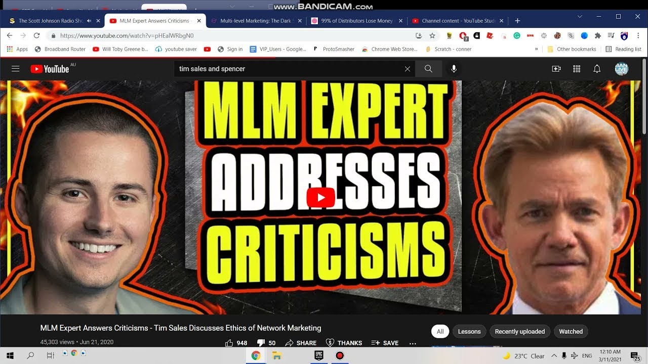 Review of Tim Sales and Spencer Cornelia Anti-MLM 99.7% Lose money