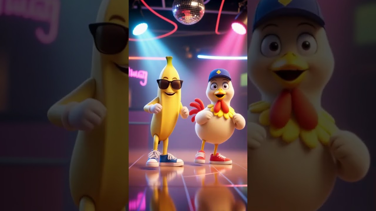 Adorable Baby & Cute Chicken Banana Dance Challenge 🐥😂 Cartoon Short 