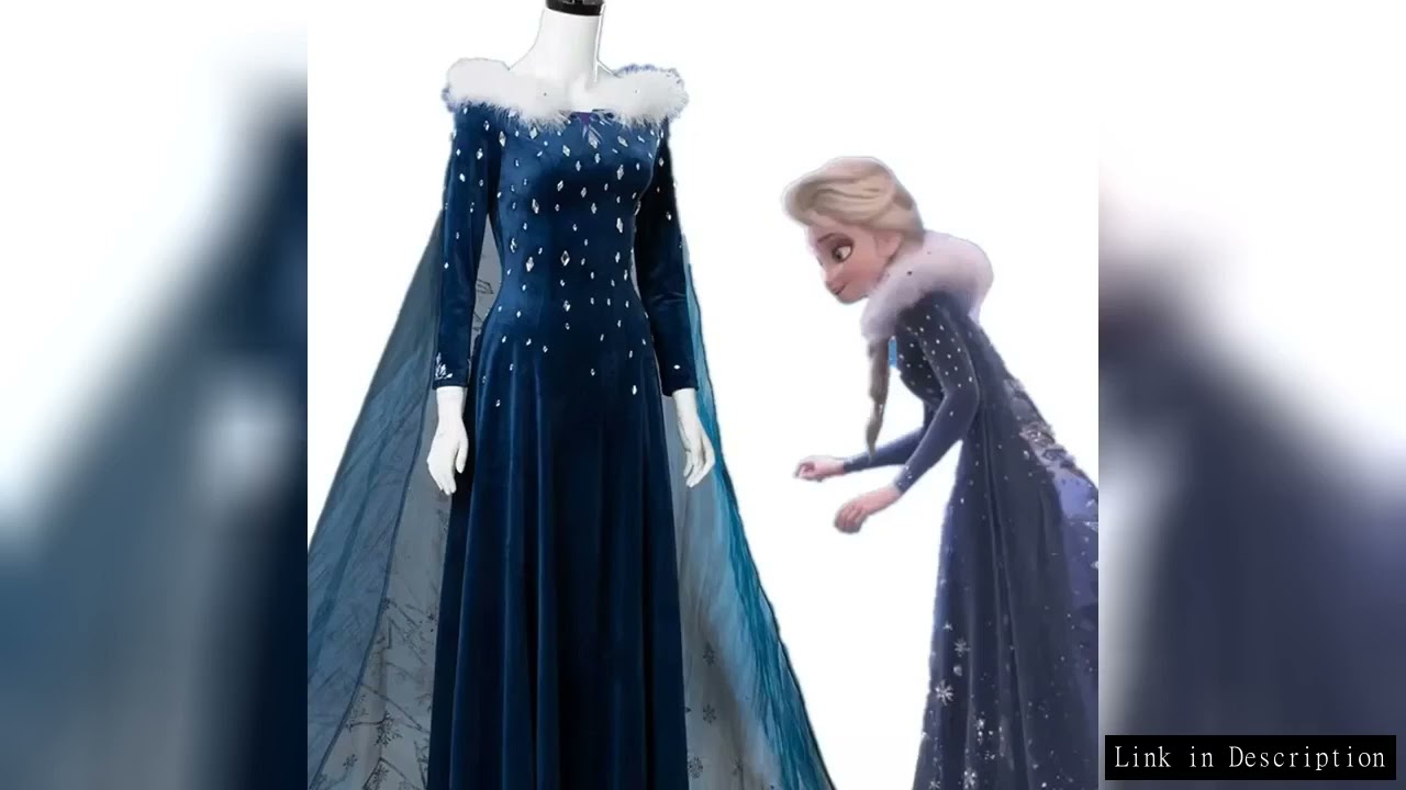Olaf's Adventure Snow Queen Princess Elsa Dress and Cape Film Equivalent Cosplay Halloween Costume C