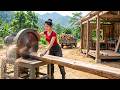 Giant Log Cutting Machine At Work | Transporting Timber & Building Wooden Farm Kitchen