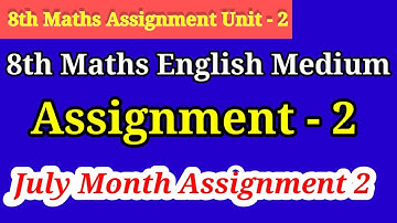 8th Maths Assignment 2 Answers | 8th Std Maths Assignment 2 English Medium
