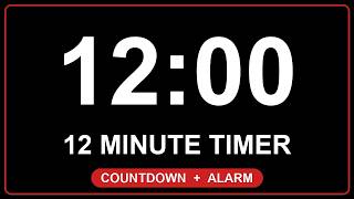 12 Minute Timer ⏱️ 4K Countdown Timer with Alarm (12:00)