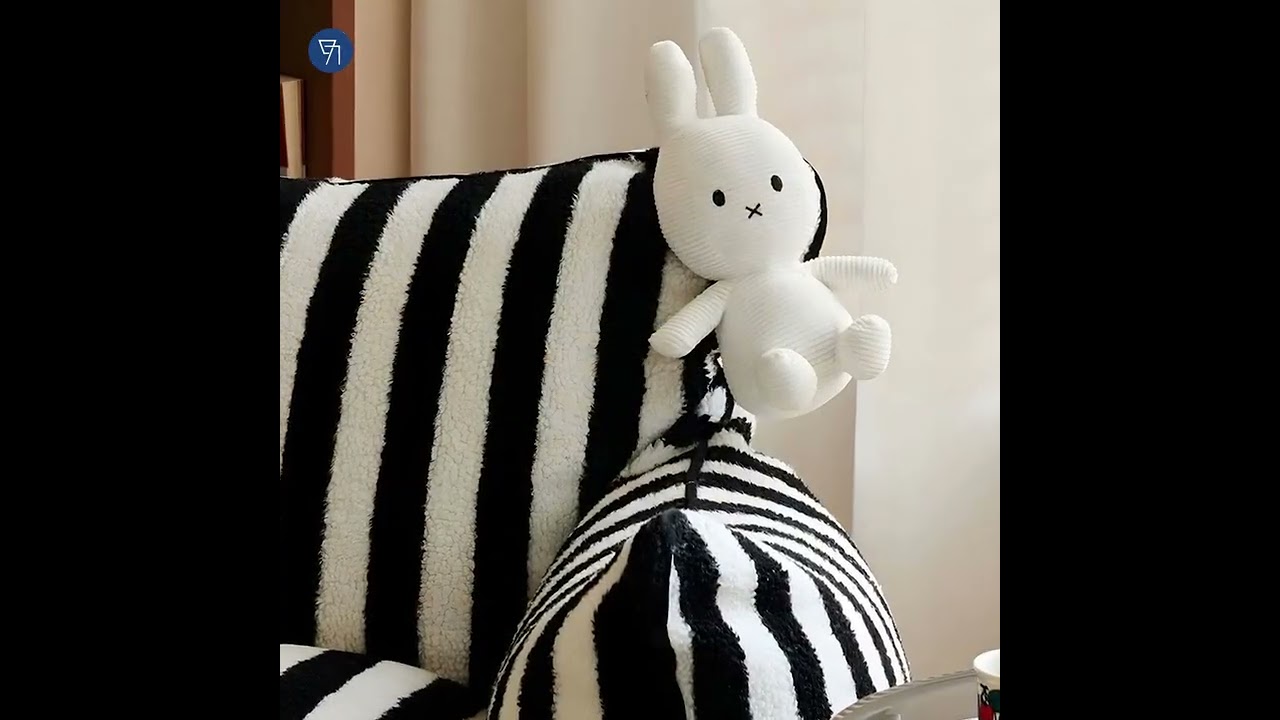 Sherpa Striped Bean Bag Chair with Expanded Polypropylene Beans