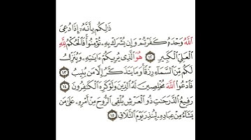 سورة غافر 5 القسم الخامس تكرار كيفي من .. ذلكم بأنه إذا دعي الله وحده .. إلى .. لينذر يوم التلاق