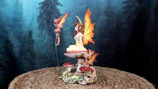Ebros Amy Brown Pretty Summer Fairy On Toadstool Mushroom With Fox Pixie Fairy Statue