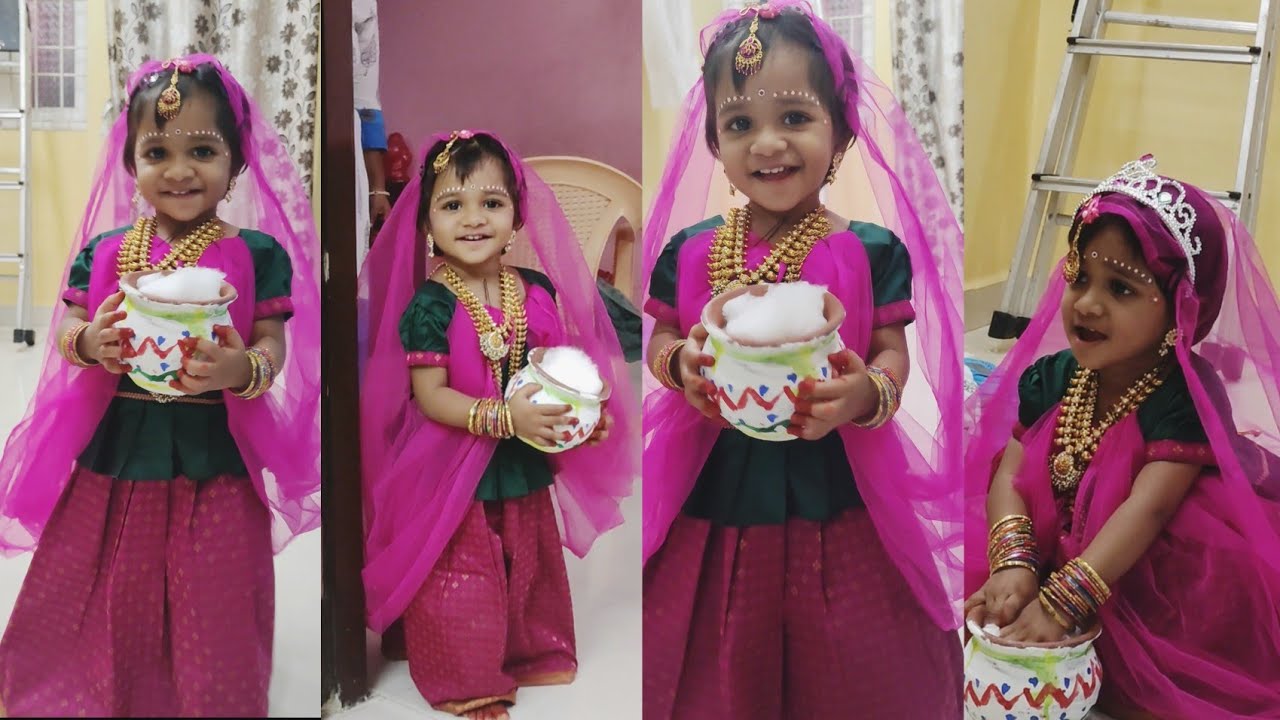 Radha getup | Radha makeup | Radhai Fancy dress | Radhai Vedam | ராதா வேசம் போடுவது எப்படி 