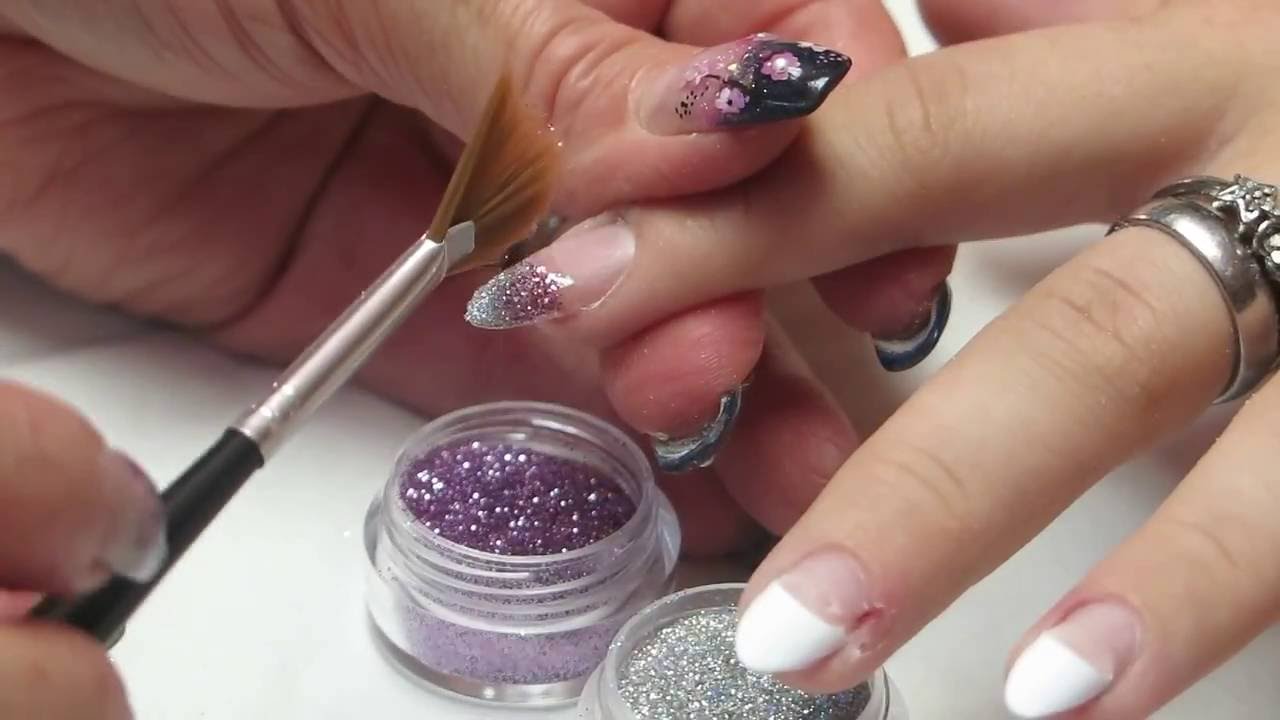Nail Création Décoration à l'aide de la poudre glitter Mariage YouTube