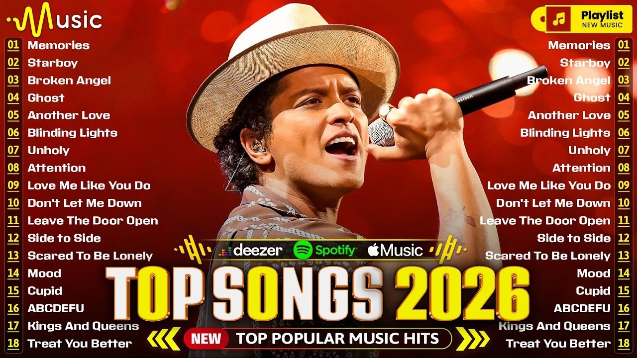 Spotify Playlist 2026 🍍 Bruno Mars, Rihanna, Selena Gomez, Maroon 5, The Weeknd, Justin Bieber
