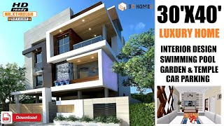 30X40 House Plan 3Bhk House Design 30X40 West Facing House Walkthrough Parking Full Info.