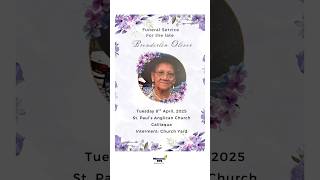 Brenderline Oliver | Funeral Announcement |Tuesday 8th April, 2025 #obituariessvg