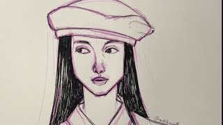 Portrait drawing using colored pencils and fineliners ( beginners tutorial)