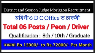 Am Job Vacancy 2025 District & Session Judge Morigaon Recruitment Morigaon Dc Office Job