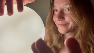 asmr soft spoken positive affirmations, hand movements, & tapping on a big light 💡💗