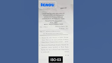 IBO-03 tee June 2024 question paper in English #mcom #pgdibo #shorts #ignou