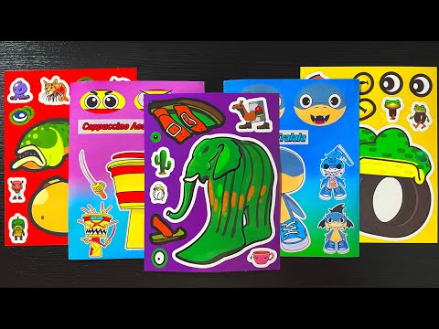Paper Sticker Book | All Italian Brainrot Lirili Larila 🐘 🌵 Boneca ambalabu 🛞 🐸 #meme #brainrot