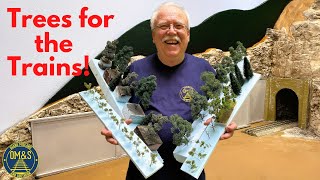 O Gauge Train Backdrop Project Part Four Adding Trees and Scenic Materials to the Backdrop