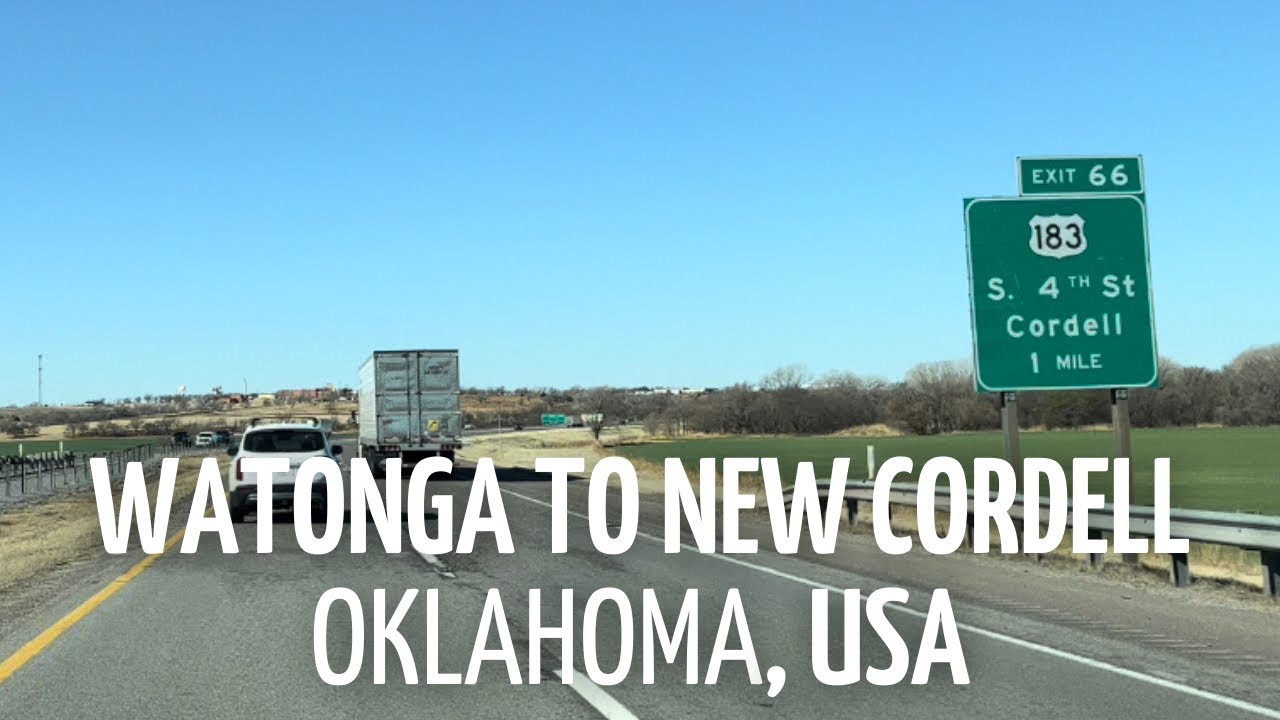 Driving from Watonga to New Cordell, I40 West, Oklahoma, USA YouTube