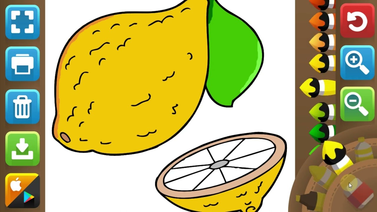 Coloring For Kids, Lemon Coloring | Fruit Coloring and Drawing
