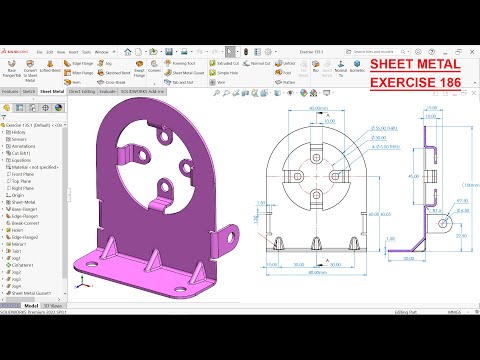 SolidWorks Sheet Metal Tutorial Exercise 186-Jog feature