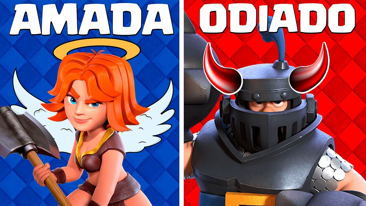 as CARTAS MAIS AMADAS vs MAIS ODIADAS DO CLASH ROYALE