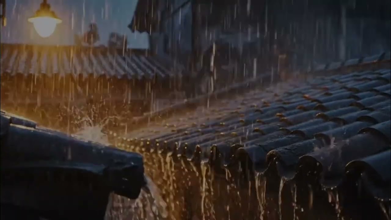 Sleeping Soundly with Heavy Rain and Thunder on the Roof Tiles at Night