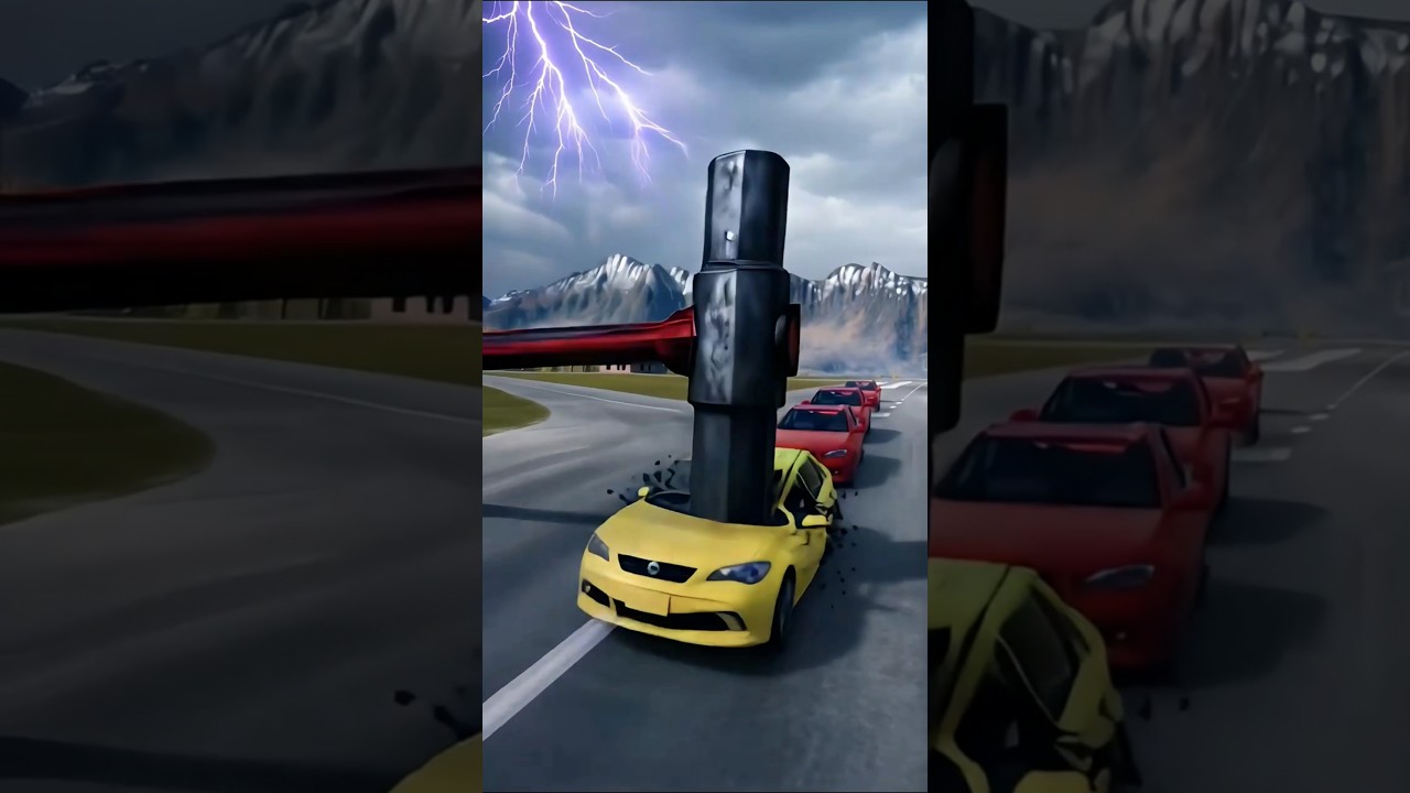 Colorful Cars VS Giant Hammer 