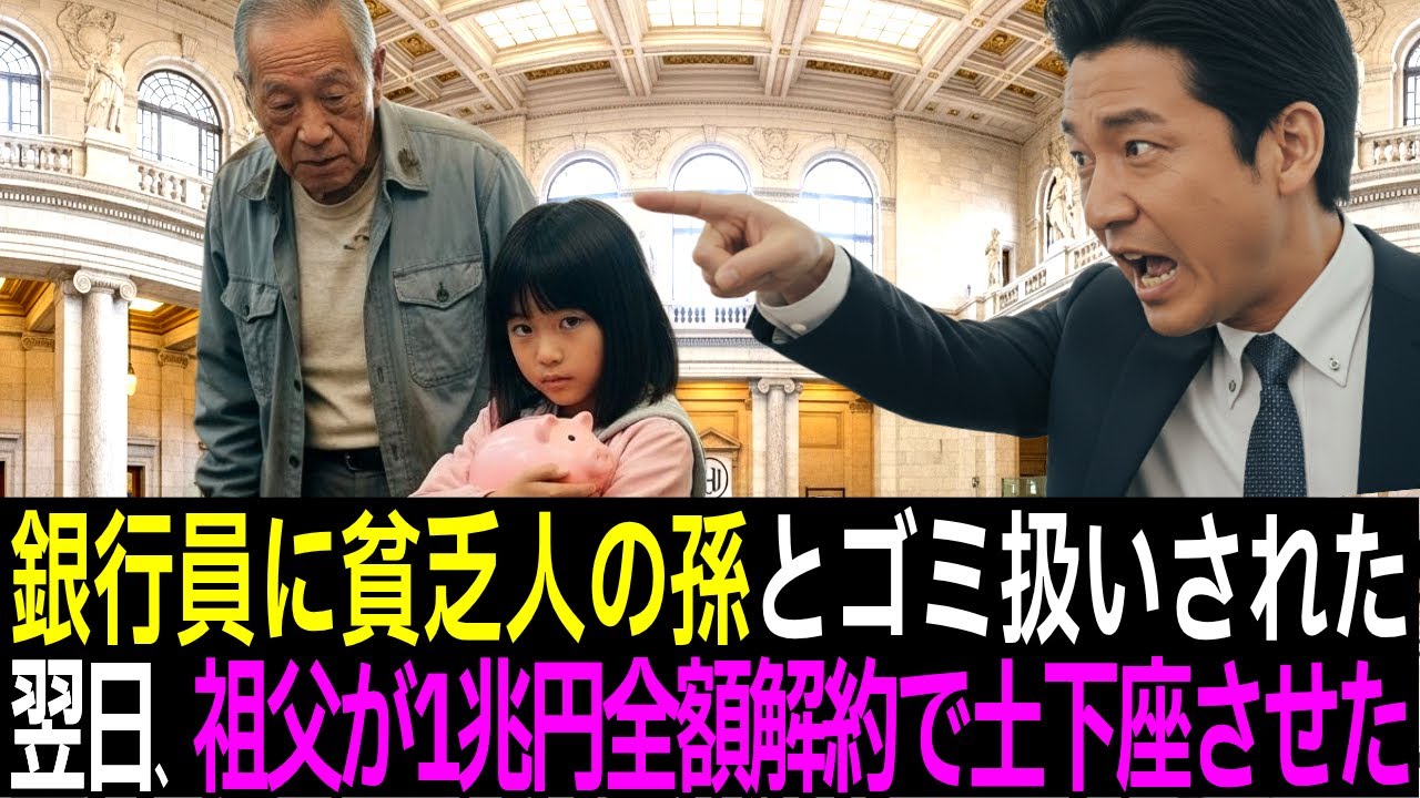 「3000円でちゅかw」孫娘を嘲笑した銀行員。翌日、祖父「1兆円、全額解約だ」支店長가顔面蒼白… 実は祖父はこの銀行の【筆頭株主】だった【感動する話】【朗読】