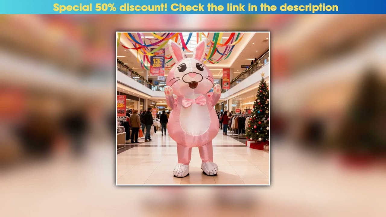 Top Cute Pink Bunny Inflatable Costume Funny Cartoon Rabbit Cosplay blow up Suit Christmas carnival