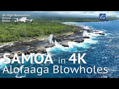 Alofaaga Blowholes, Samoa - 4K Drone Aerial Views