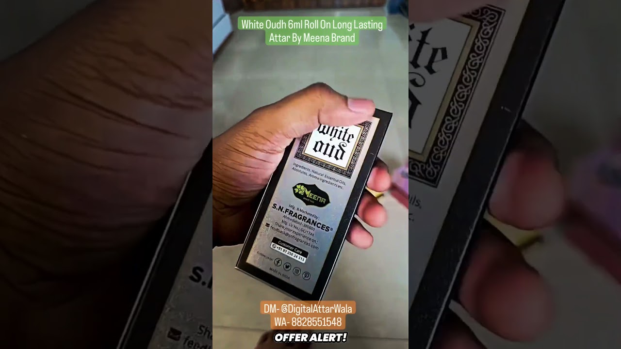 White Oud 6ml Roll On Long Lasting Attar By Meena Brand 50% Off Order Now 