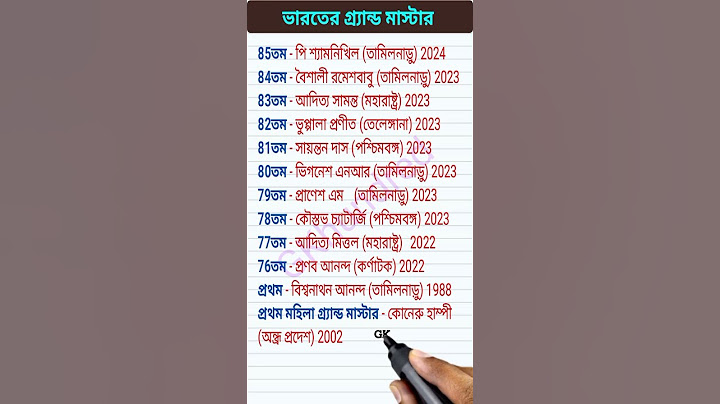 ভারতের গ্র্যান্ড মাস্টার তালিকা | List of Indian Grand Master #chess #grandmaster #currentaffairs