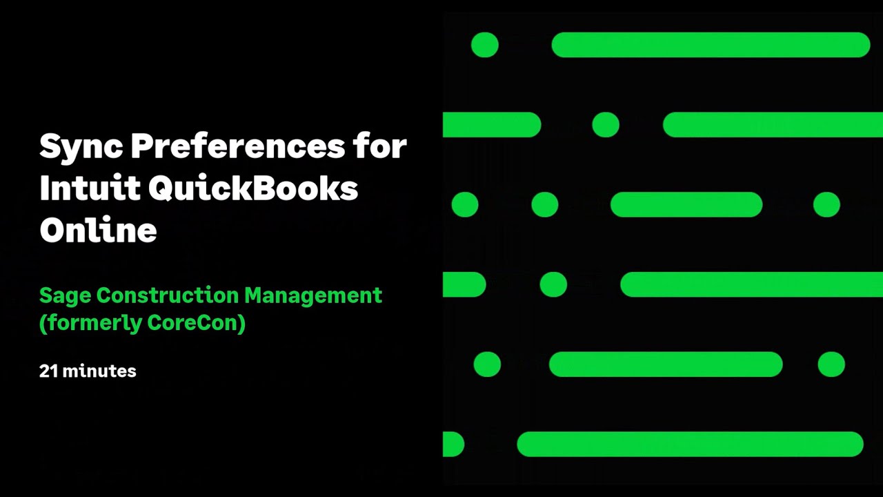 Sage Construction Management: Sync Preferences for Intuit Quickbooks Online