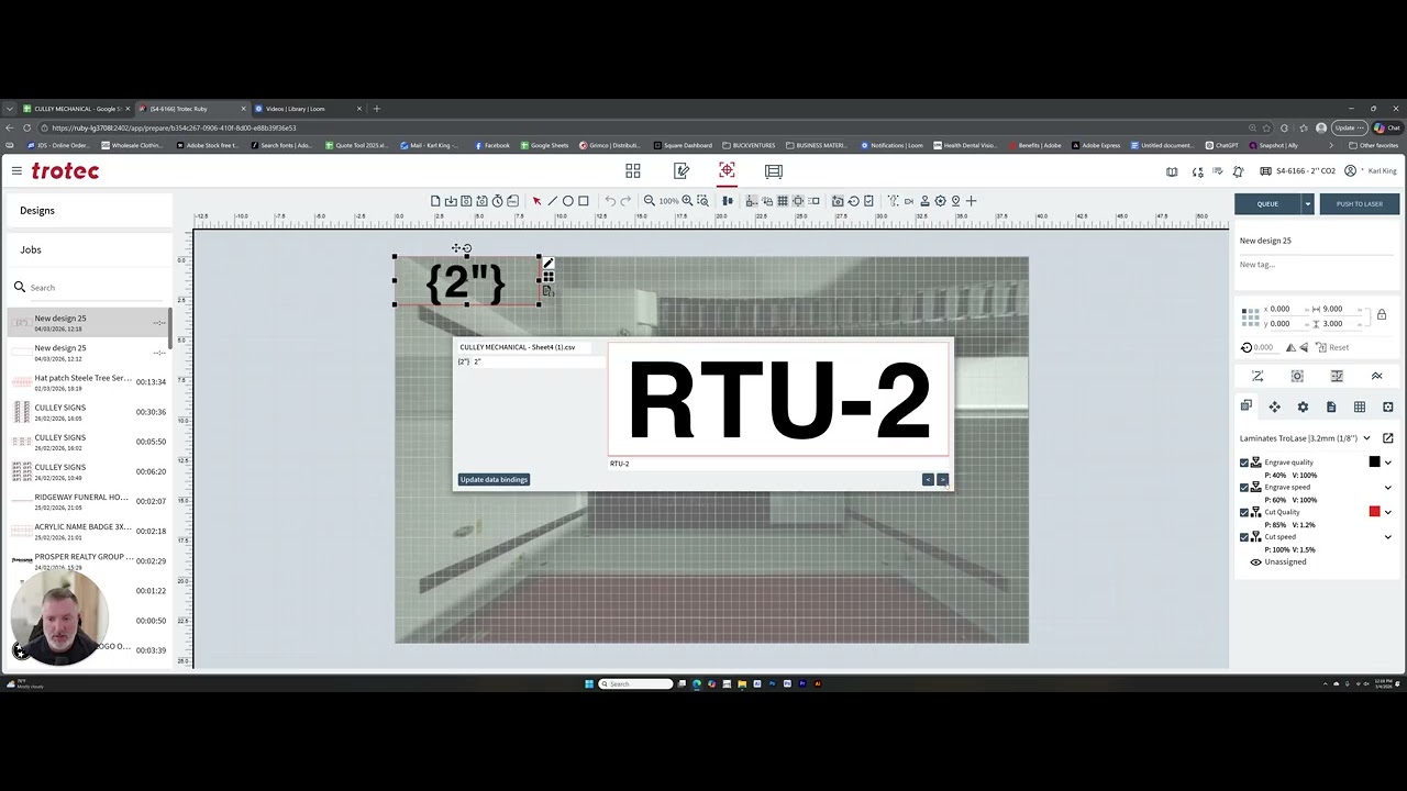 How to do variable data or dynamic data in Ruby for Trotec Lasers - YouTube