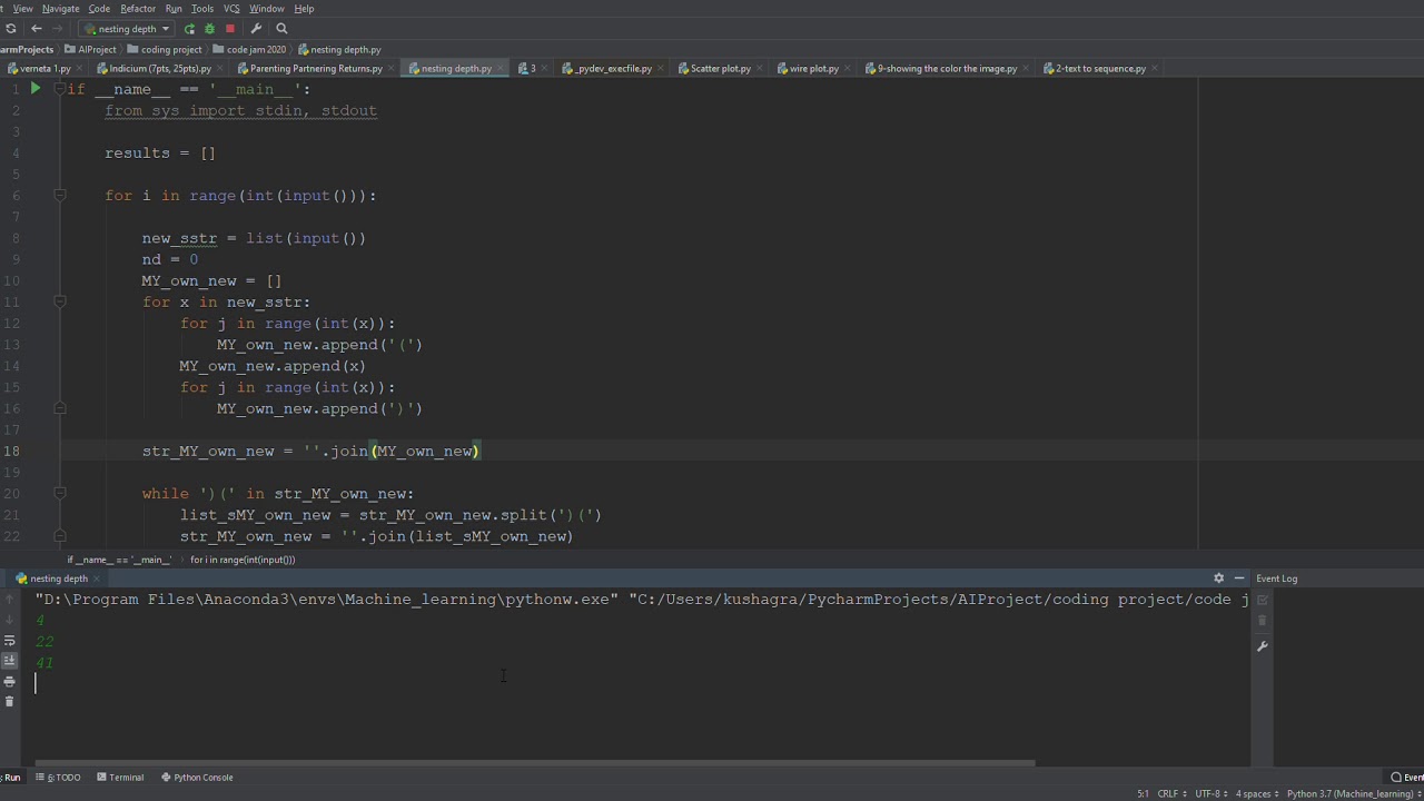 Code Jam 2020 Nesting Depth