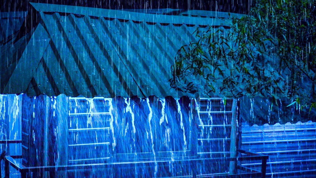 Beat Stress Within 3 Minutes to Sleep Soundly with Heavy Rain & Thunderstorm on a Tin Roof at Night