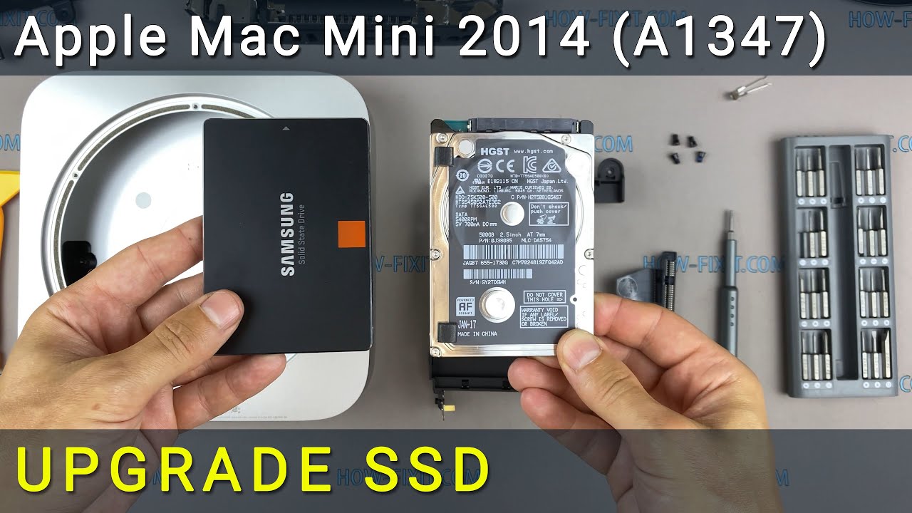Bliv forvirret Opdage veltalende Apple Mac Mini 2014 (A1347) Upgrade and install SSD or Hard Drive  replacement - YouTube