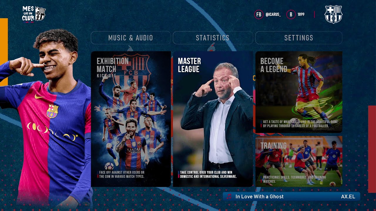 Графическое меню Барселоны 25/26 — PES 2021 и Football Life 2025