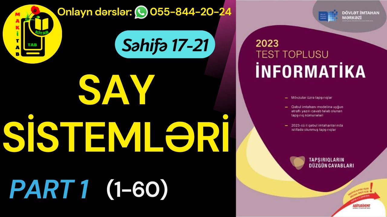 DİM TEST TOPLUSU İNFORMATİKA 2023 | SAY SİSTEMLƏRİ | 1-60 | PART 1
