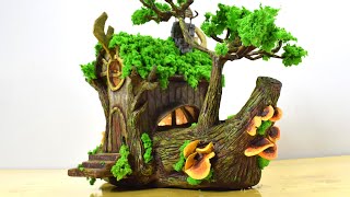 DIY Fairy Garden Log House  Paper Clay Tutorial