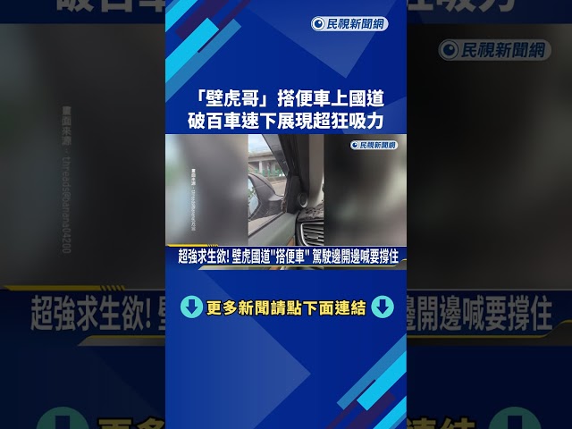 "壁虎哥"搭便車上國道 破百車速下展現超狂吸力－民視新聞