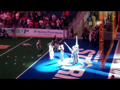 Ryan Weaver sings the National Anthem at the Tampa Bay Storm game