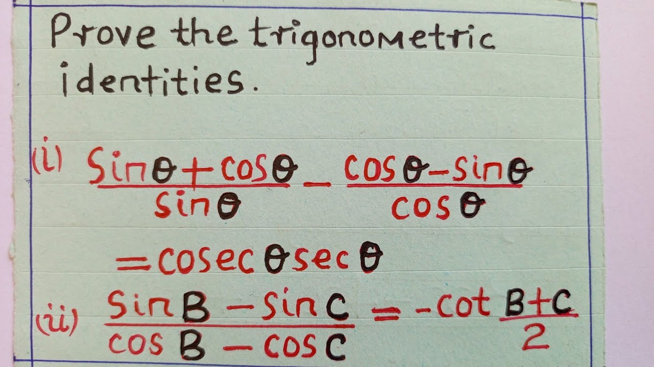 Trigonometry Identities.Prove (i) and(ii)