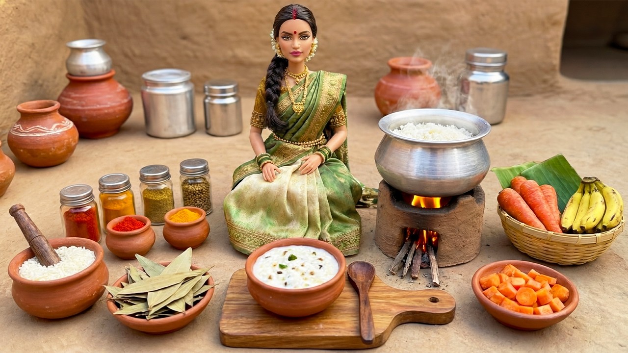 💍🔥 Miniature Doll Cooks Warm Curd Rice After the Village Wedding | Tiny Kitchen ASMR Story