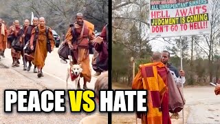 Buddhist Monks Confronted by Angry Christian Protesters