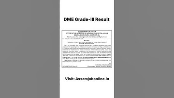DME RESULT 2025 - Grade-III Technical written Test Result