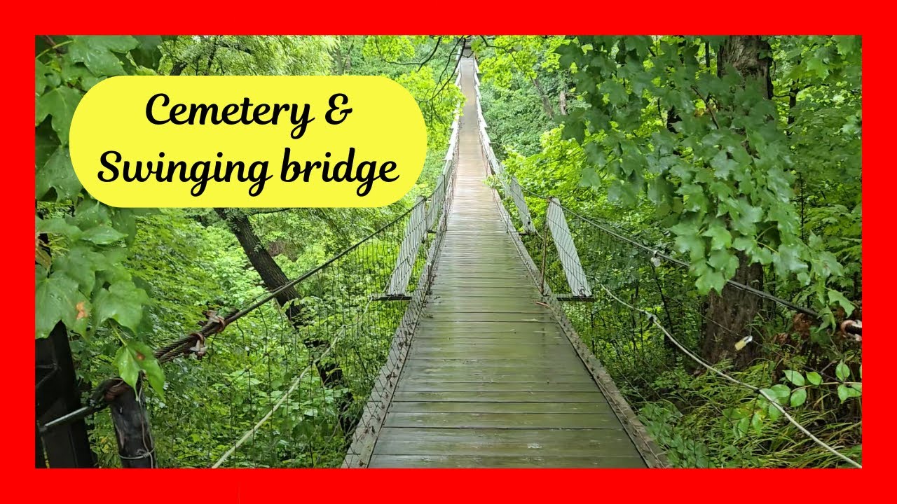 Wandering Muscatine, IA, a cemetery and a swinging bridge