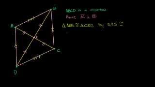 Proof Rhombus diagonal are perpendicular bisectors